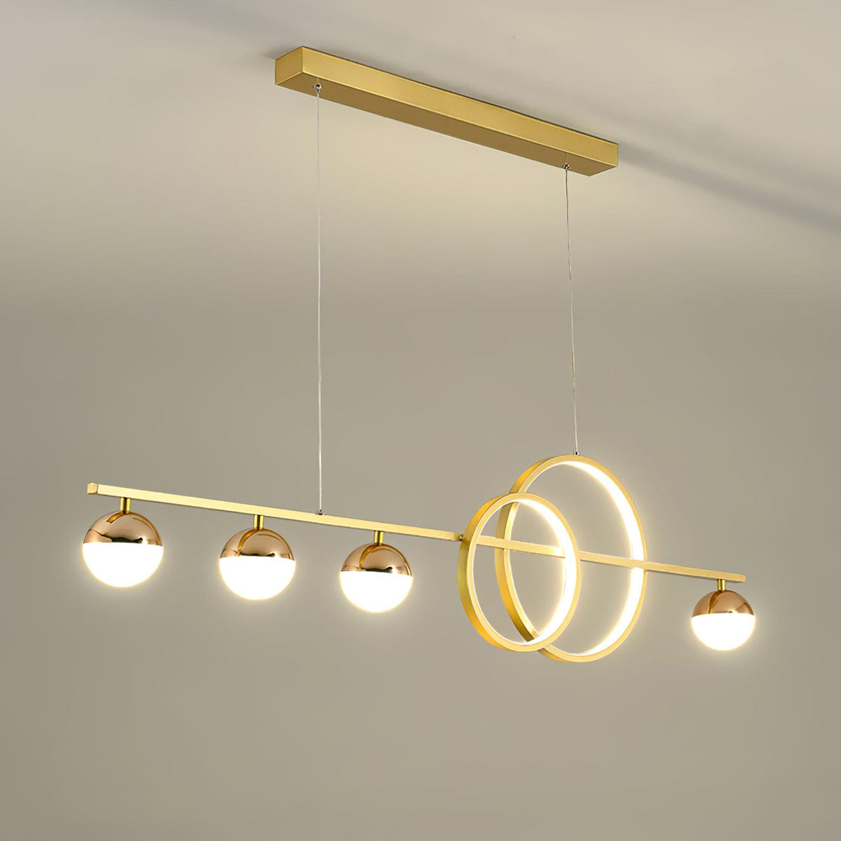Brooklyn Double Circle LED Chandelier in Gold for Dining Room and Living Space