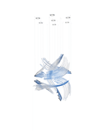 Brush Art Glass Chandelier — Sculptural Blue & Clear Glass Pendant Light