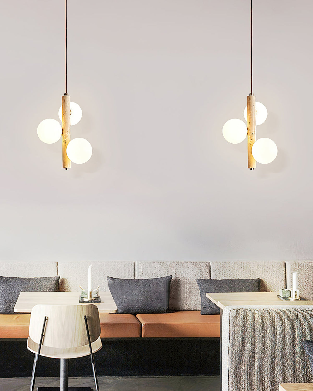 Yellow Travertine Ball Pendant Light – Modern Designer Chandelier
