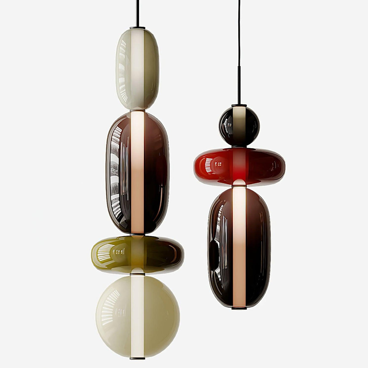 Candied Glass Combo Pendant Light – Artisan LED Multi-Shade Chandelier