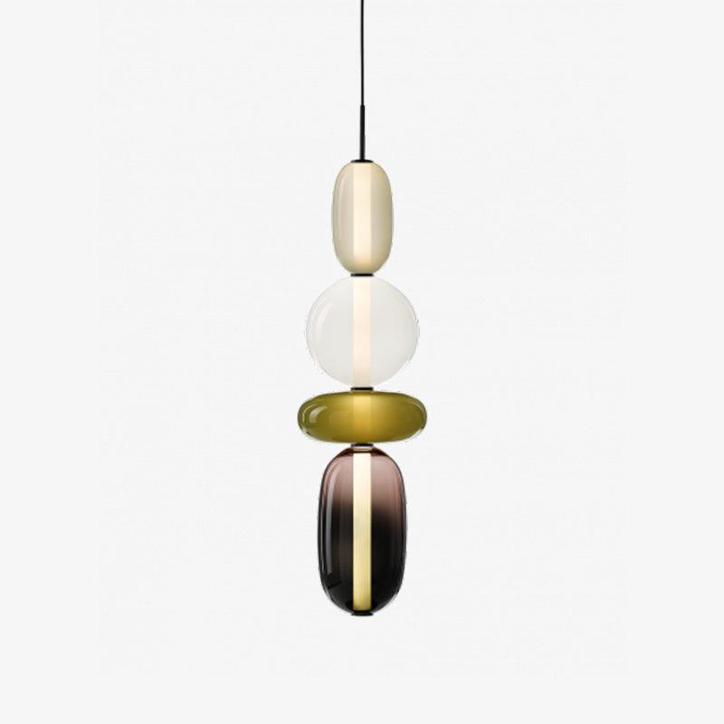 Candied Glass Combo Pendant Light – Artisan LED Multi-Shade Chandelier