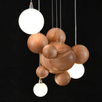 Bubble Wood Balls Chandelier – Modern Wooden LED Pendant Light