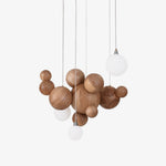 Bubble Wood Balls Chandelier – Modern Wooden LED Pendant Light