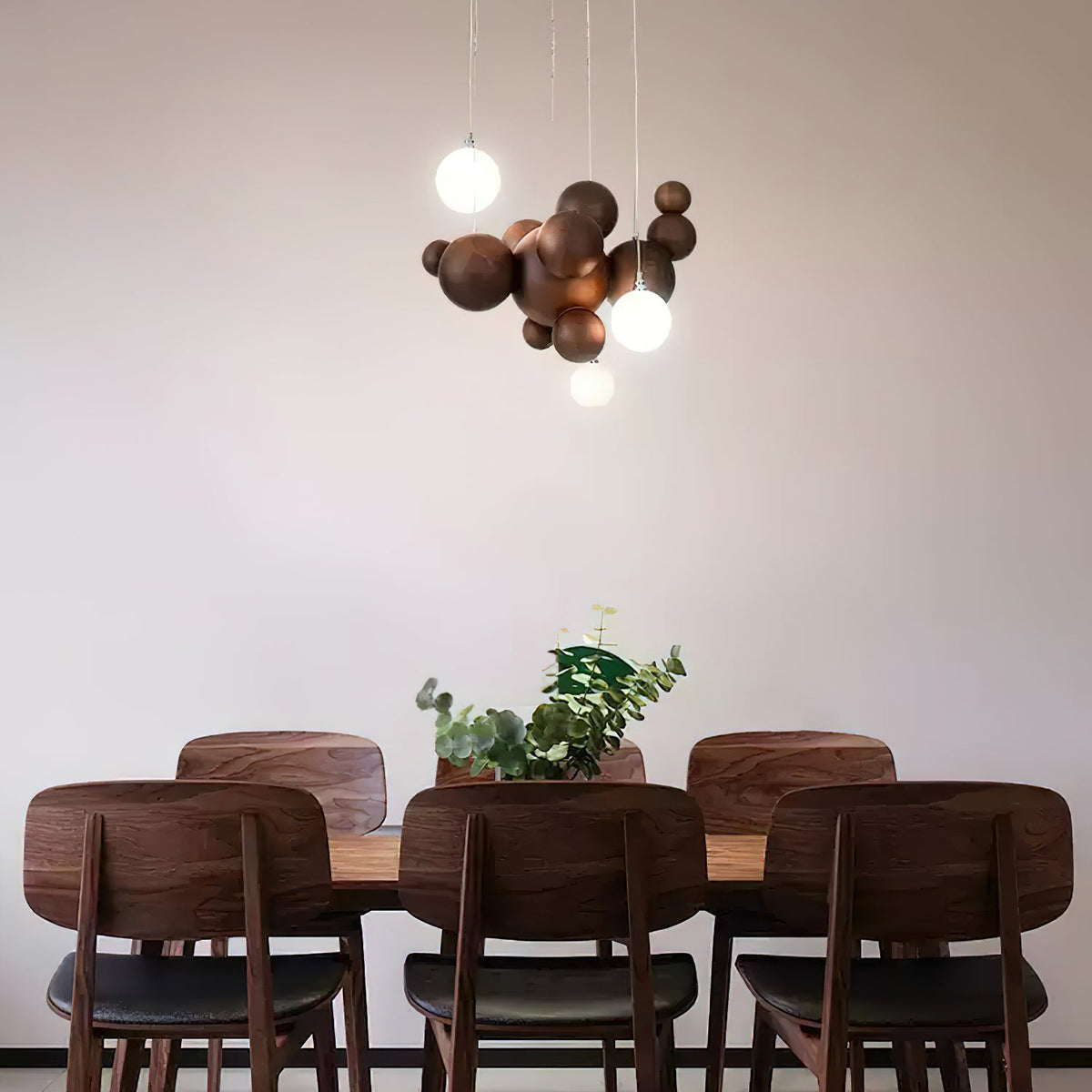Bubble Wood Balls Chandelier – Modern Wooden LED Pendant Light