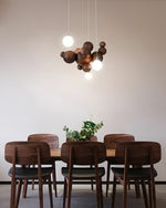 Bubble Wood Balls Chandelier – Modern Wooden LED Pendant Light
