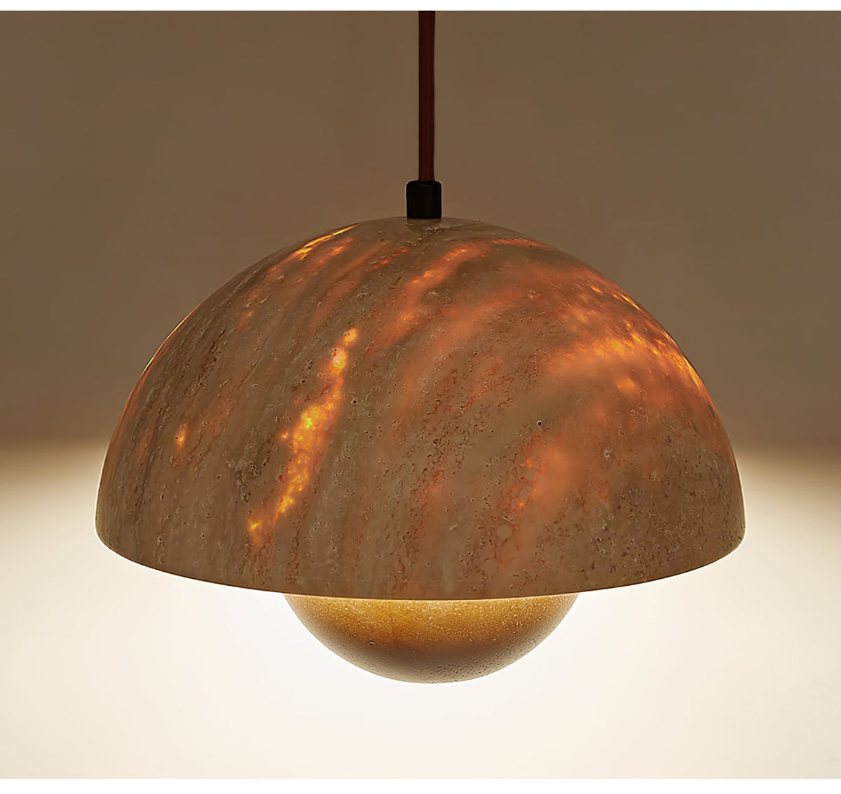 Bud Travertine Pendant Light – Organic Modern LED Ceiling Lamp