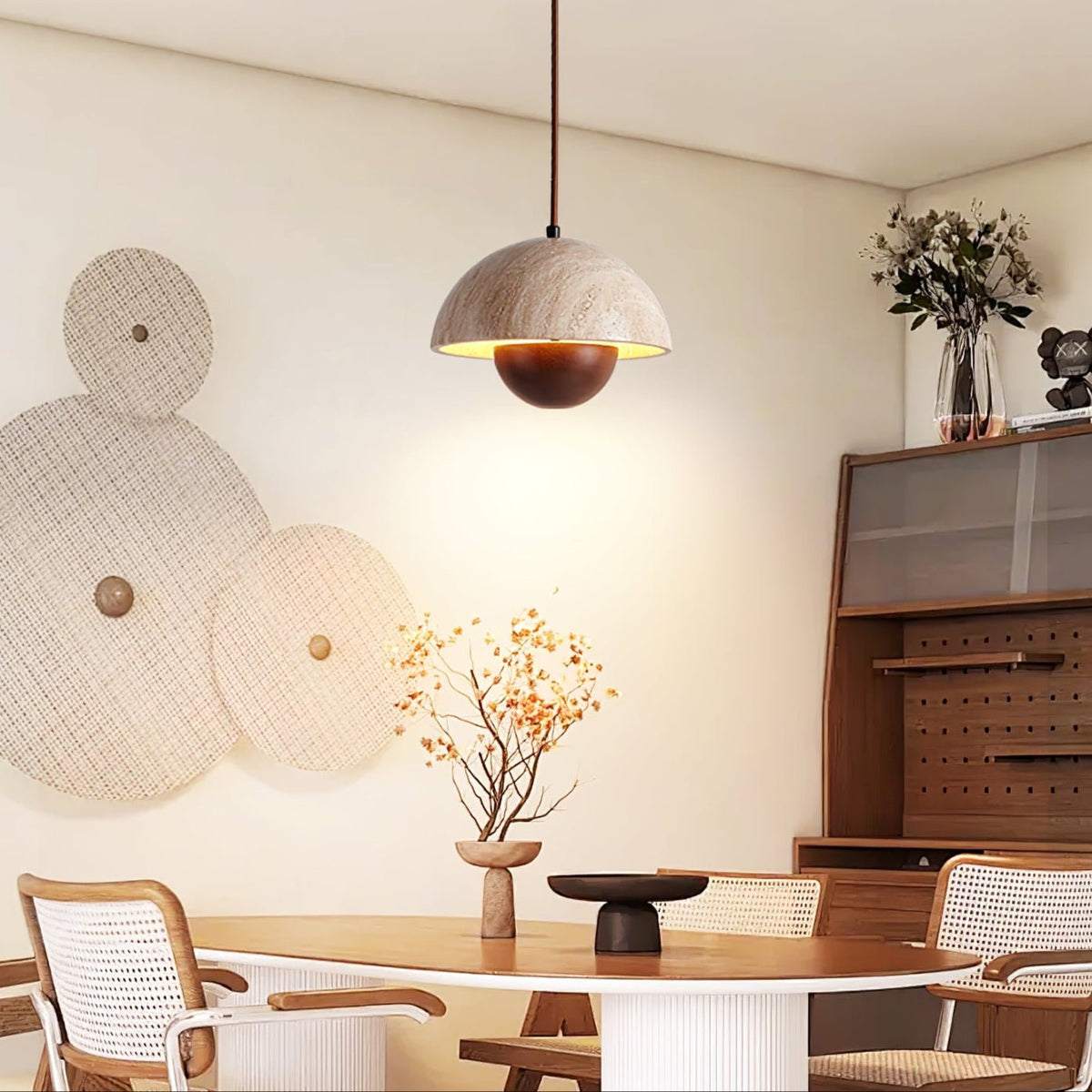 Bud Travertine Pendant Light – Organic Modern LED Ceiling Lamp
