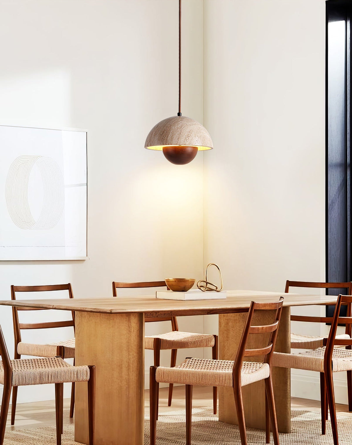 Bud Travertine Pendant Light – Organic Modern LED Ceiling Lamp