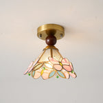 Butterfly Bloom Ceiling Light – Art Glass Flush Mount with Brass Accents