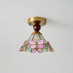 Butterfly Bloom Ceiling Light – Art Glass Flush Mount with Brass Accents