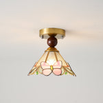 Butterfly Bloom Ceiling Light – Art Glass Flush Mount with Brass Accents