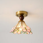 Butterfly Bloom Ceiling Light – Art Glass Flush Mount with Brass Accents
