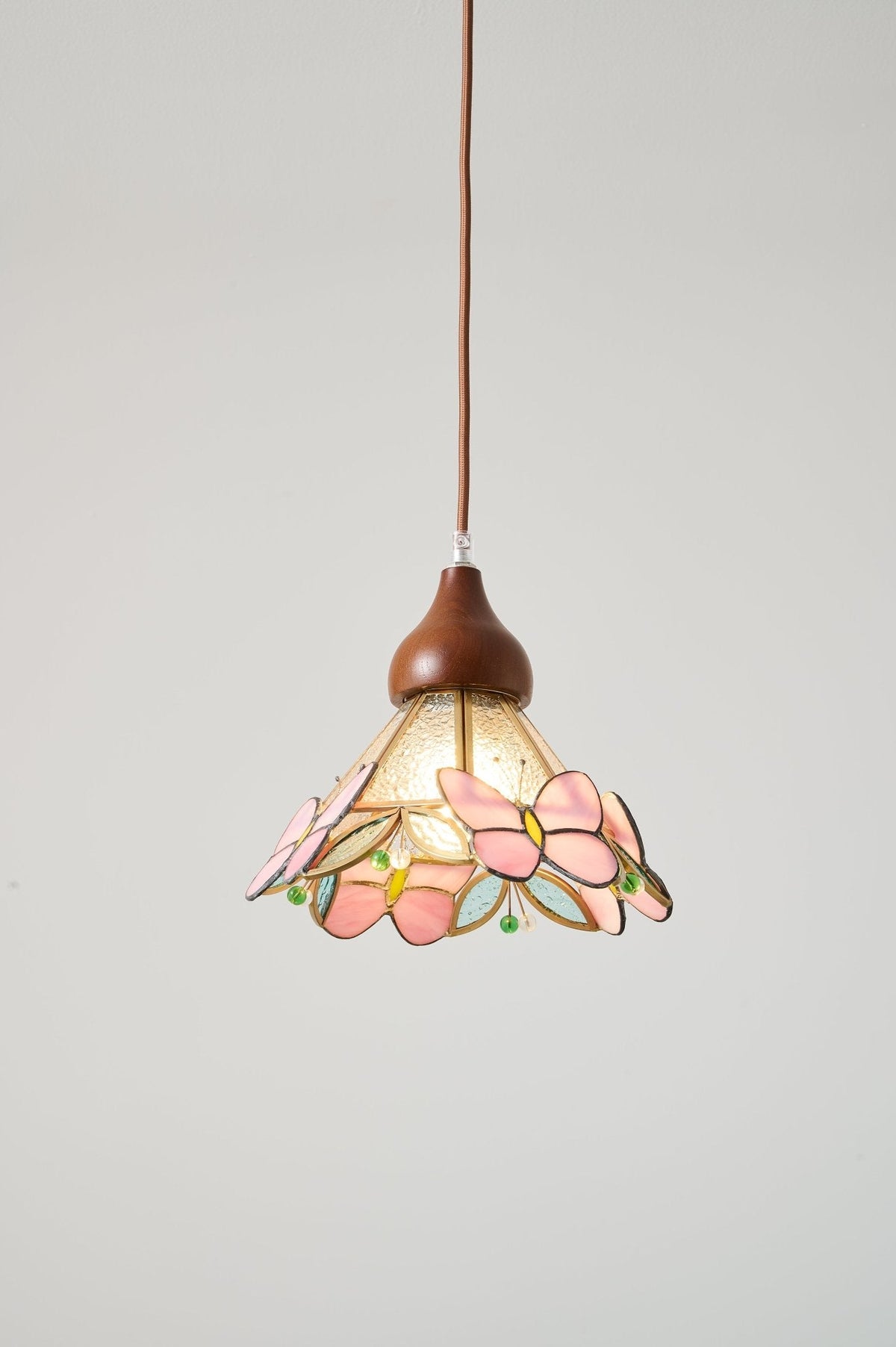 Butterfly Bloom Pendant Light — Artisan Stained Glass LED Chandelier for Dining & Living Spaces
