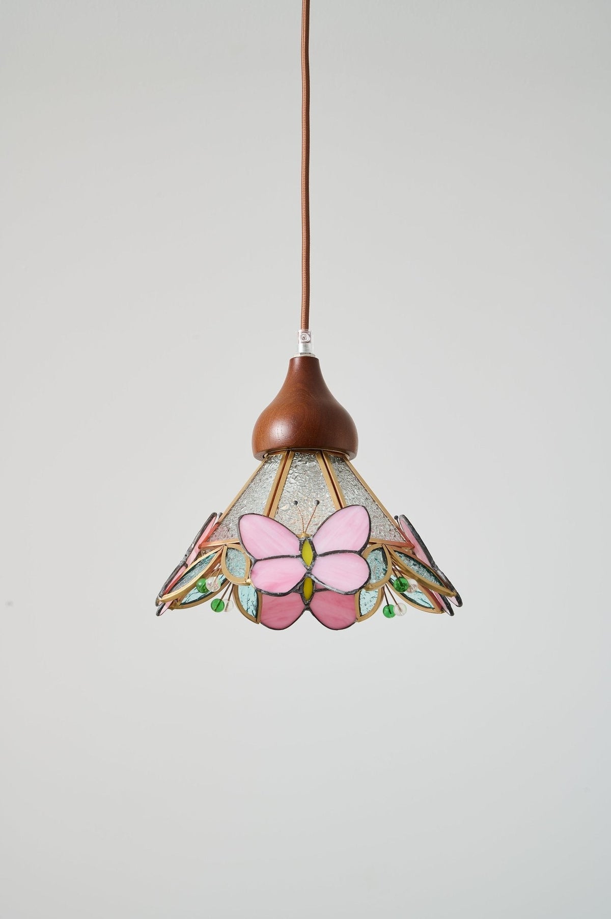 Butterfly Bloom Pendant Light — Artisan Stained Glass LED Chandelier for Dining & Living Spaces