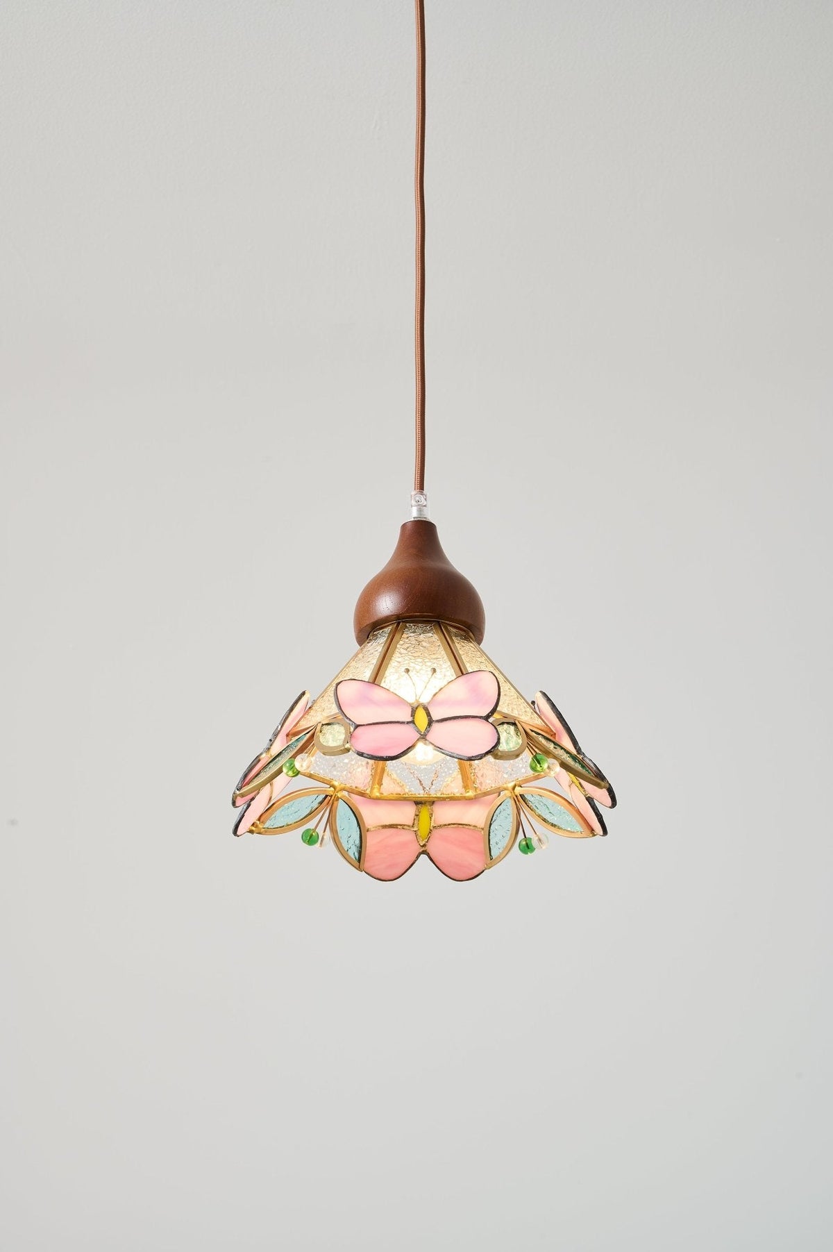 Butterfly Bloom Pendant Light — Artisan Stained Glass LED Chandelier for Dining & Living Spaces