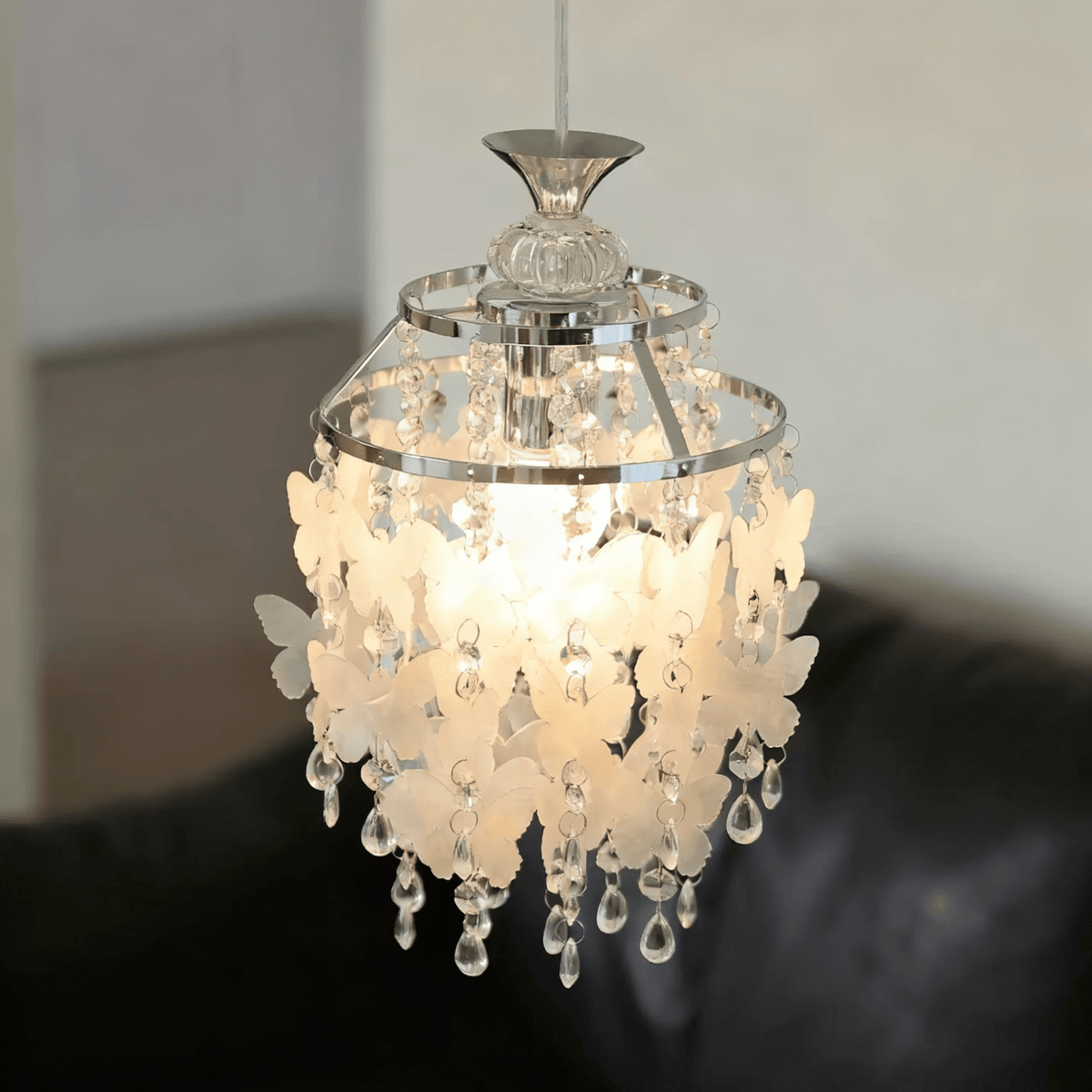 Butterfly Crystal Pendant Light – Elegant Handcrafted Glass Chandelier for Bedroom and Living Room