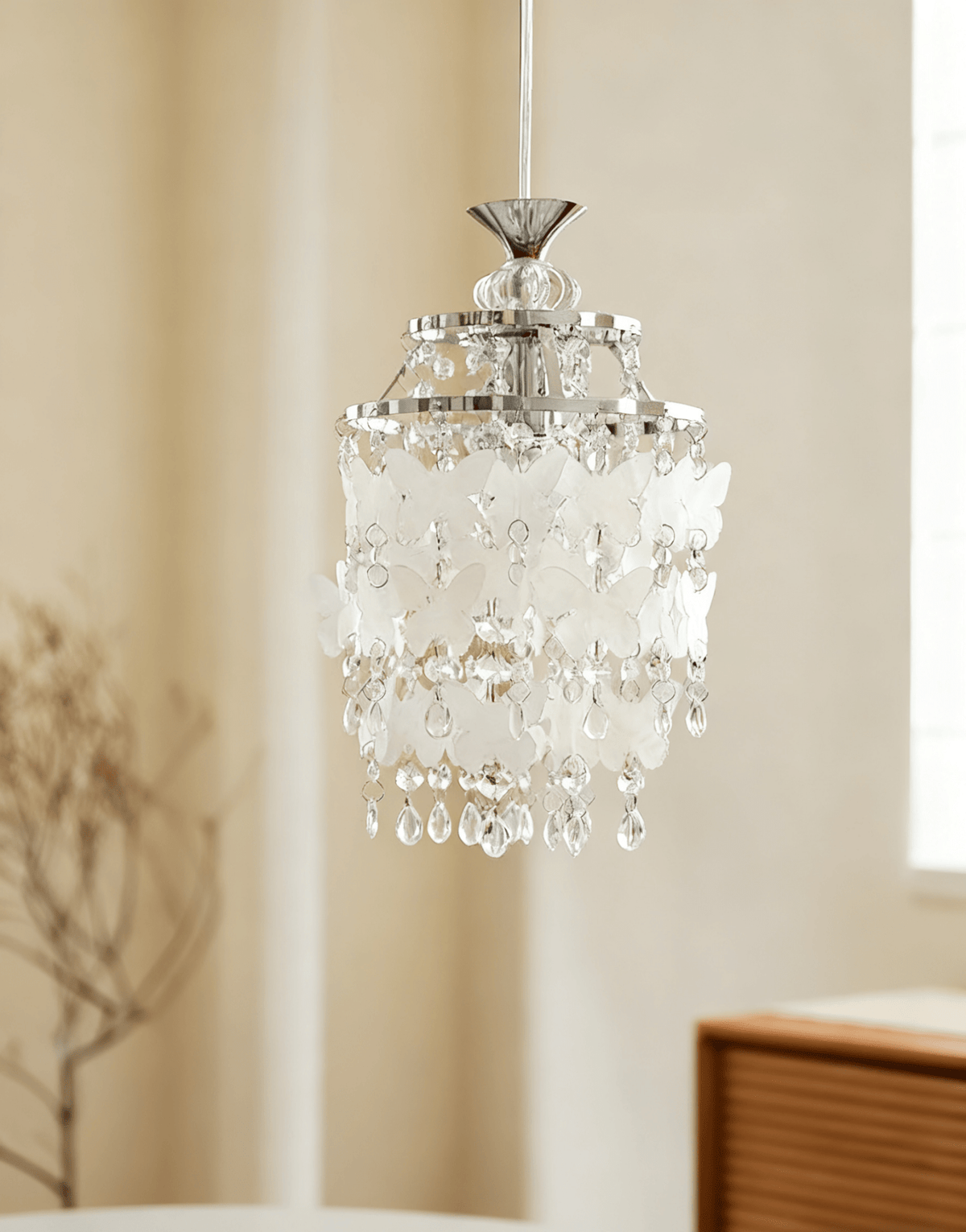 Butterfly Crystal Pendant Light – Elegant Handcrafted Glass Chandelier for Bedroom and Living Room