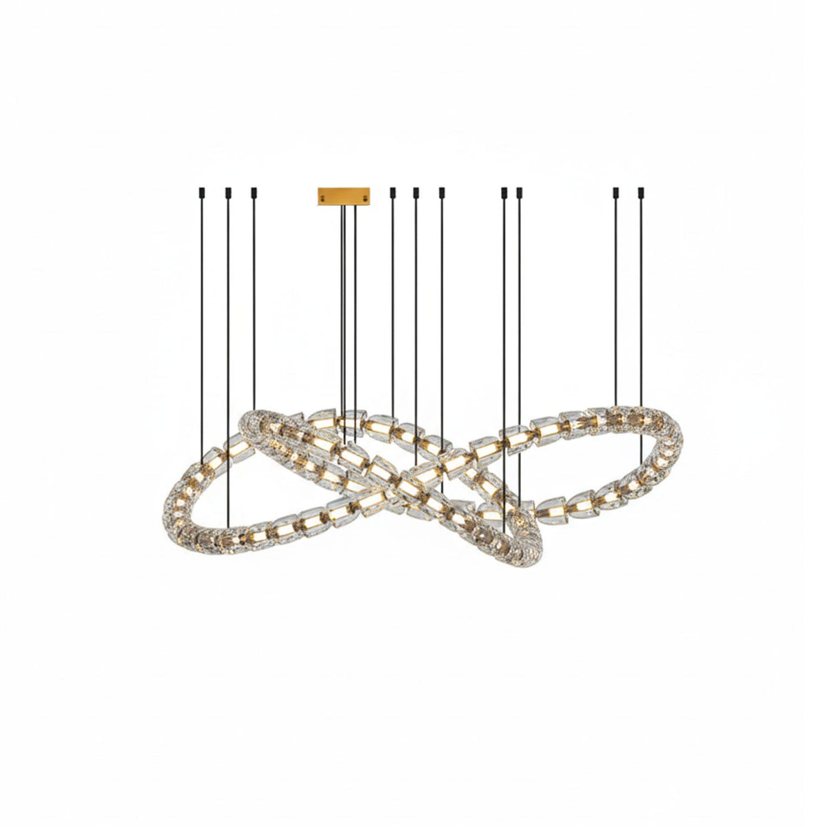 Gabriel Gold Crystal Chandelier – Sculptural LED Pendant for Modern Interiors