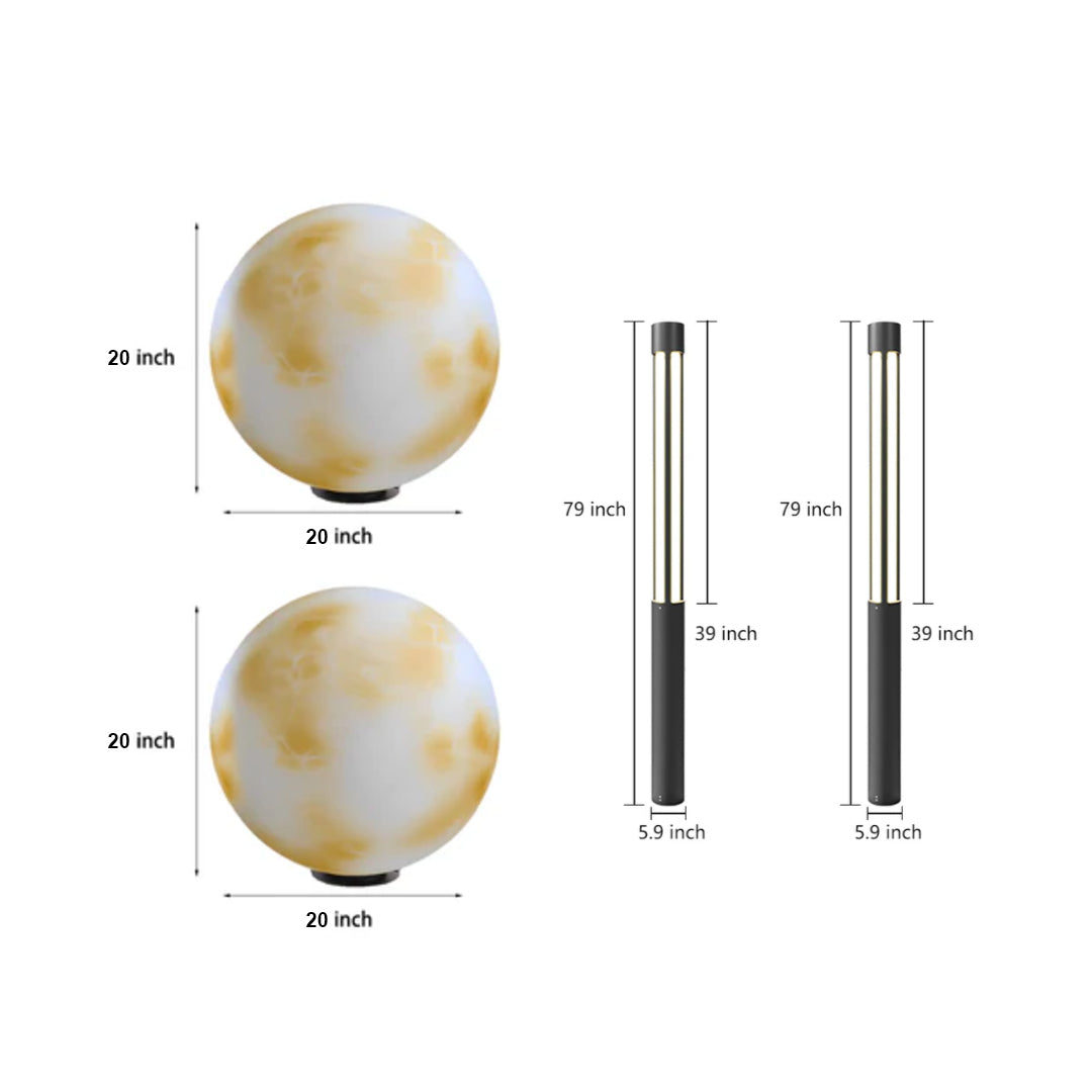 Modern Outdoor Pillar & Bollard Lighting Set for Pathways and Entryways