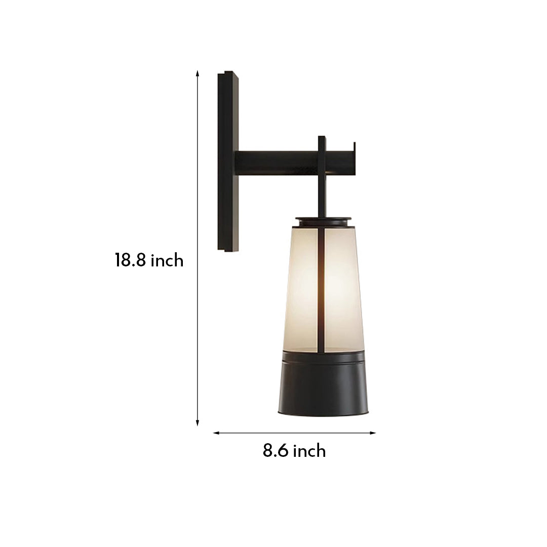 Modern Black LED Wall Sconce with Glass Shade for Bedroom Reading