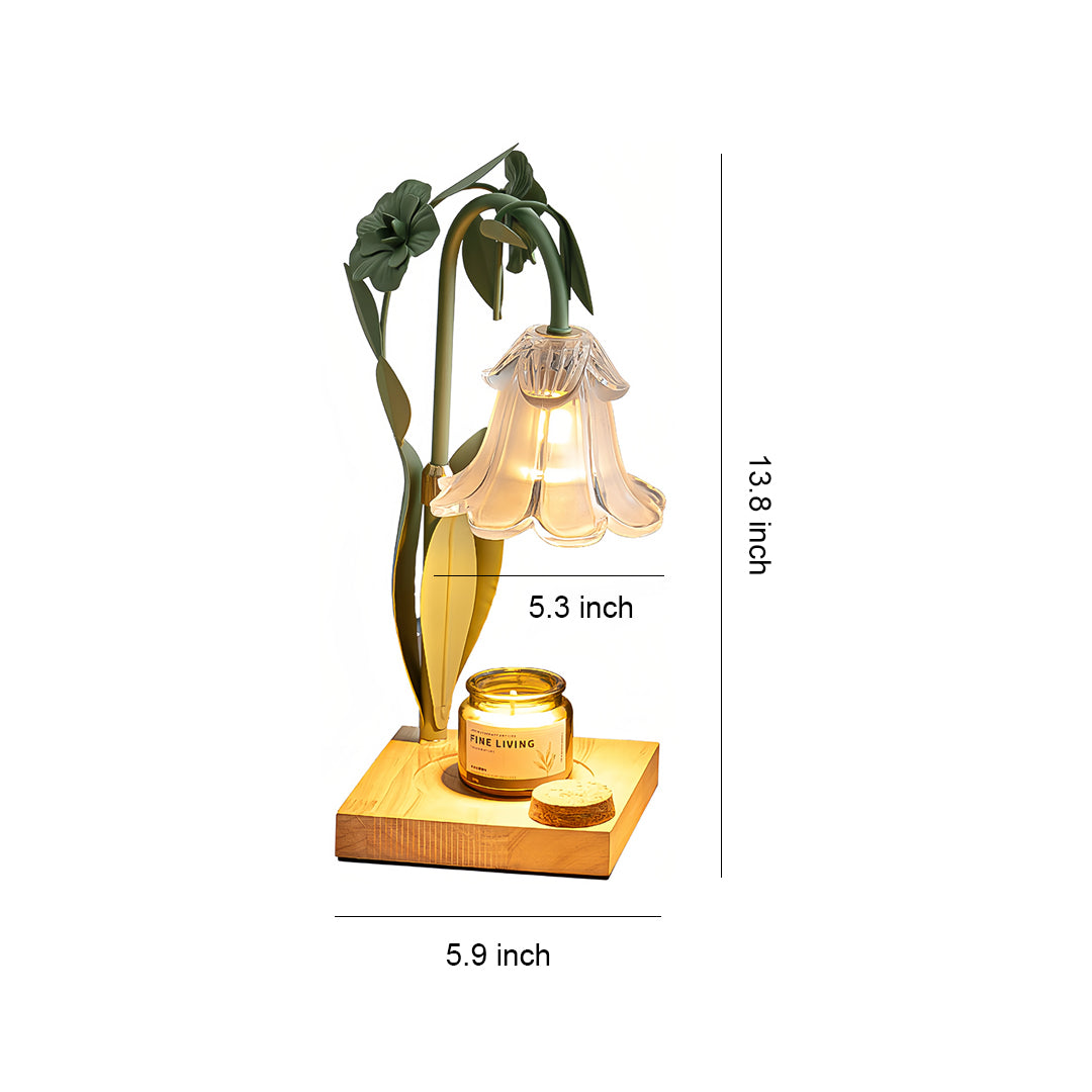 Melt Scented Wax Table Lamp in Vintage Green with Clear Glass Shade