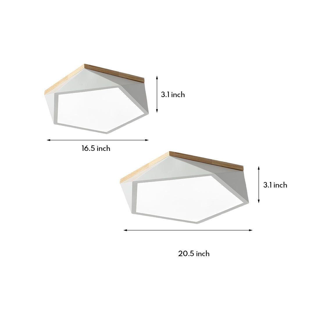 Nordic Geometric Wooden Flush Mount Ceiling Light with Acrylic Shade