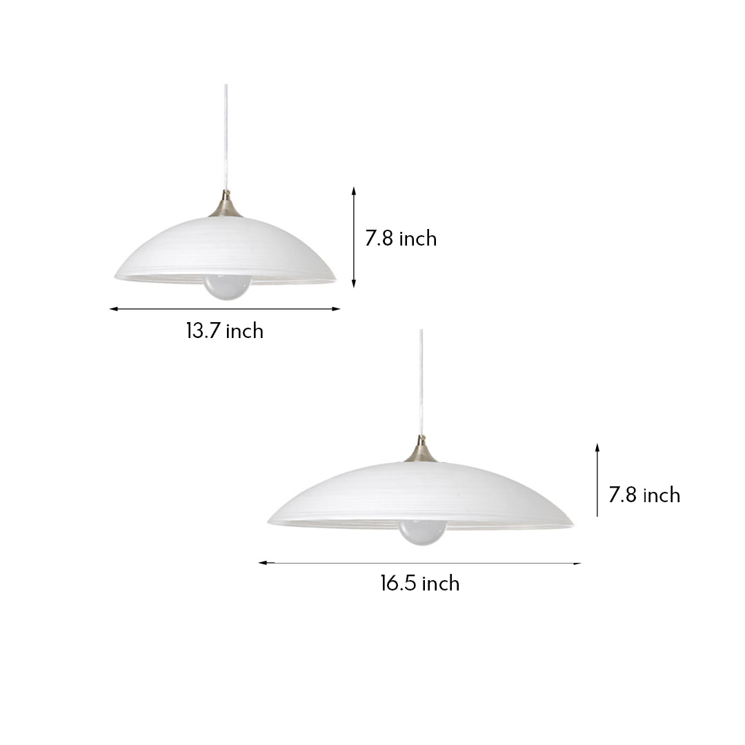 Ripple Glass Pendant Light in Matte White Iron Frame