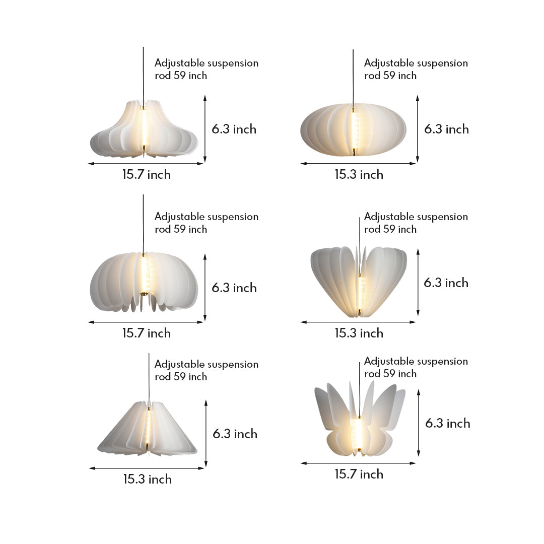Nordic White Pendant Light with PE Shade and LED Warm Glow