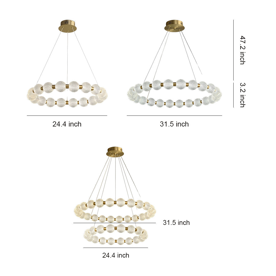 Aurelia Round Glass LED Chandelier for Modern Kitchen Island