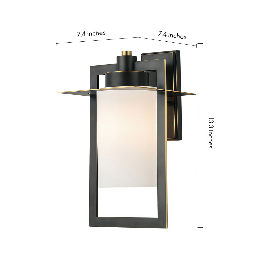 Modern Outdoor Wall Sconce in Black and Gold Brass with Clear Glass, IP55 Waterproof