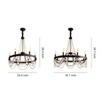 French Pearl Wrought Iron Chandelier with Adjustable Chain