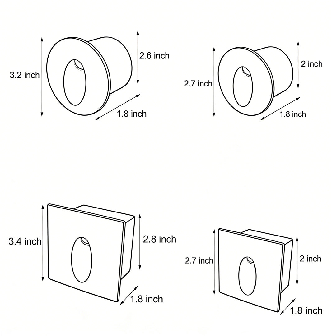 Recessed Oval LED Step Light in Die-Cast Aluminum, Waterproof Architectural Luminaire