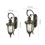 European Vintage Outdoor Wall Lantern in Antique Brass and Clear Glass