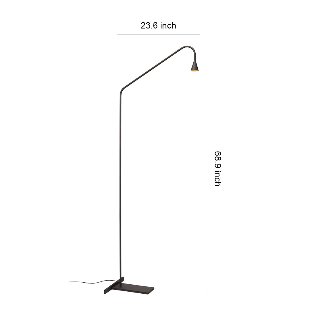 Black and Gold LED Floor Lamp – Minimalist Reading Light for Modern Interiors
