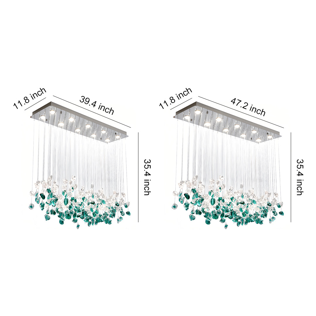 Artisan Beaded Glass Linear Chandelier for Kitchen Island