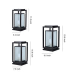 Industrial Outdoor Glass Lantern Bollard Light, Weatherproof Black Square Lawn Lamp
