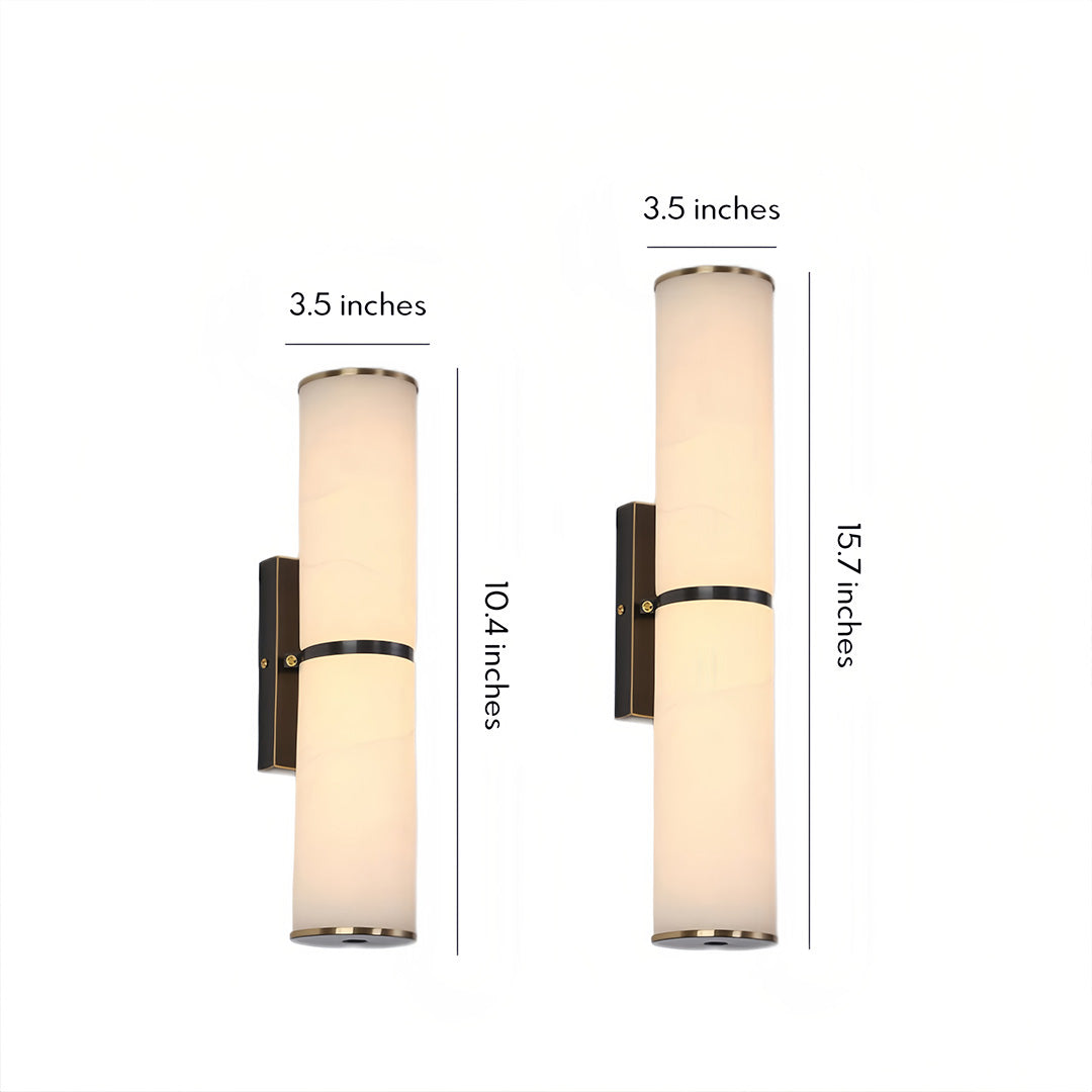 Modern Copper Cylinder Wall Sconce with Cloud Stone Shade