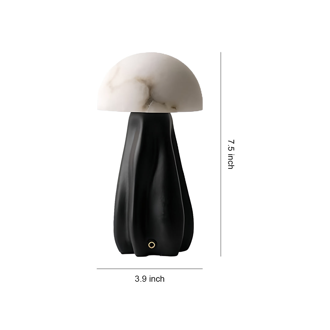 Nordic Mushroom Table Lamp with Glass Shade and LED Tri-Color Light