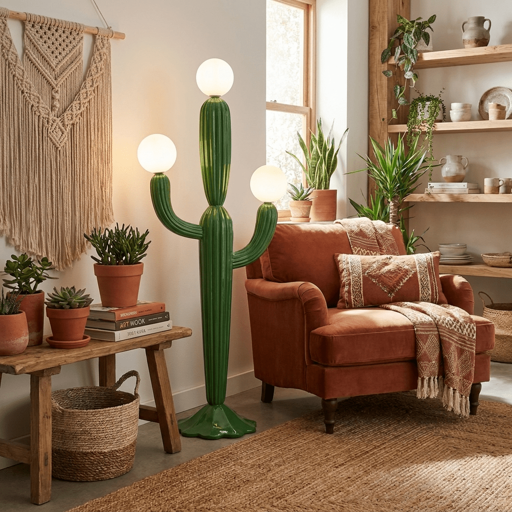 Sculptural Cactus Floor Lamp with Warm Ambient Glow