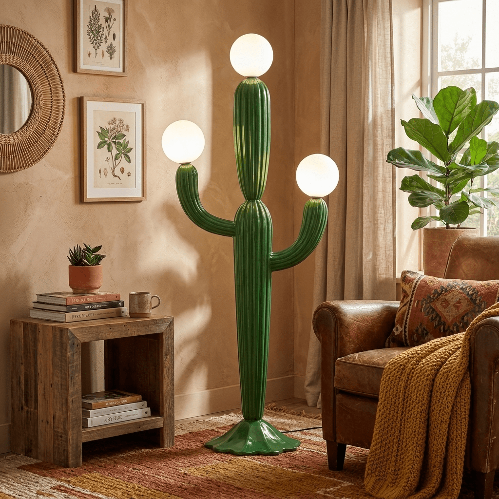 Sculptural Cactus Floor Lamp with Warm Ambient Glow