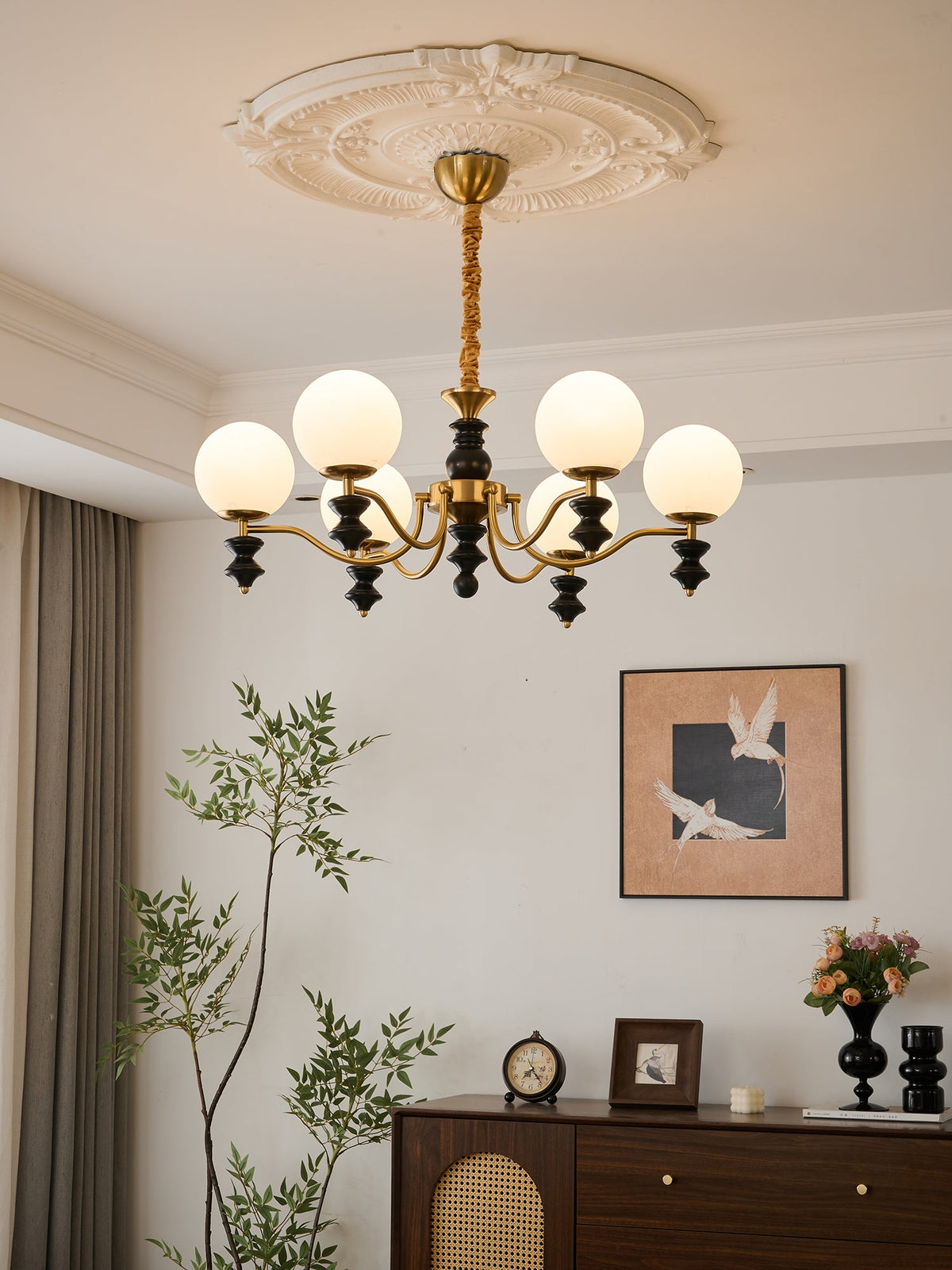 Cadence Chandelier – Modern Wood and Glass Pendant Light for Dining Room and Living Room