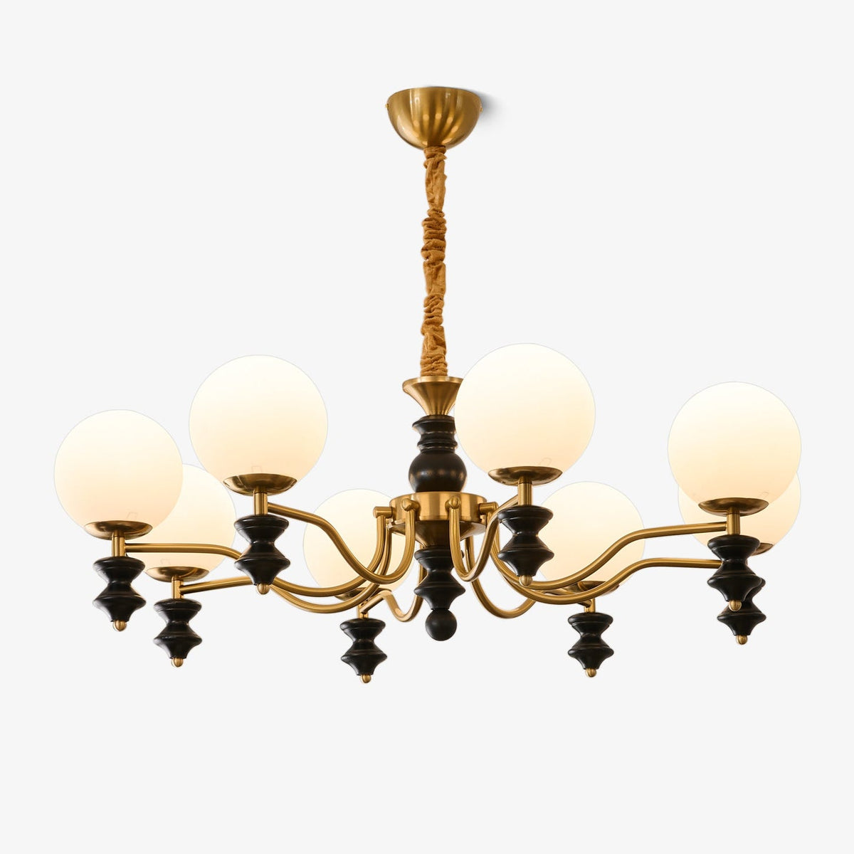 Cadence Chandelier – Modern Wood and Glass Pendant Light for Dining Room and Living Room