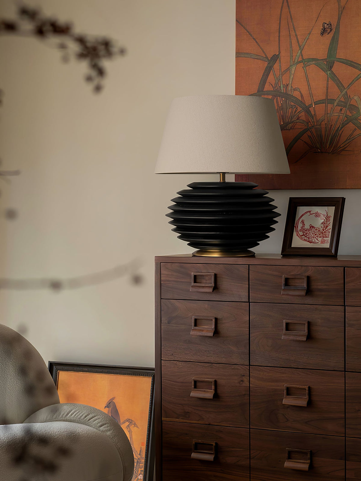 Cadence Table Lamp – Modern Fabric & Wood Table Light for Living Room, Bedroom, and Office