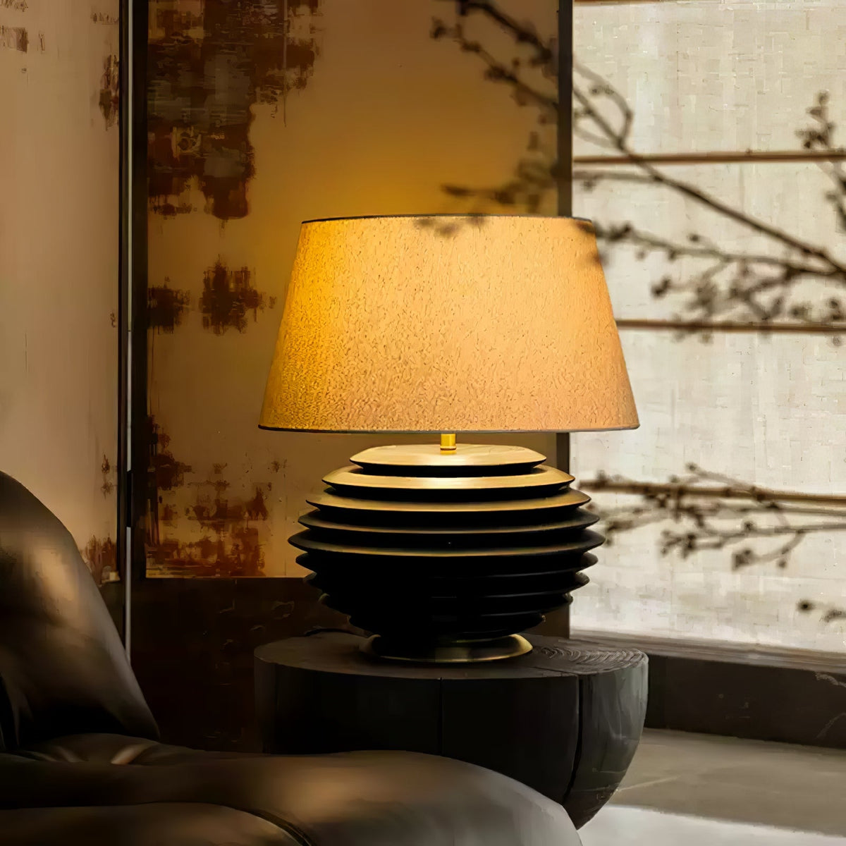 Cadence Table Lamp – Modern Fabric & Wood Table Light for Living Room, Bedroom, and Office