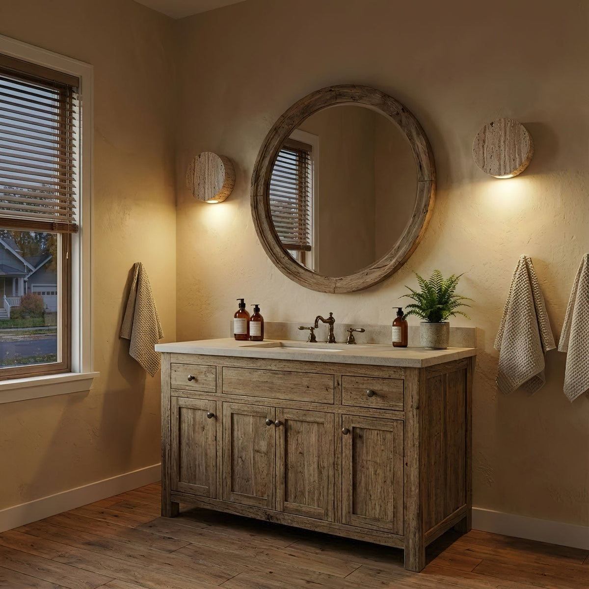 Caelan Travertine Wall Sconce – Natural Stone Ambient Lighting