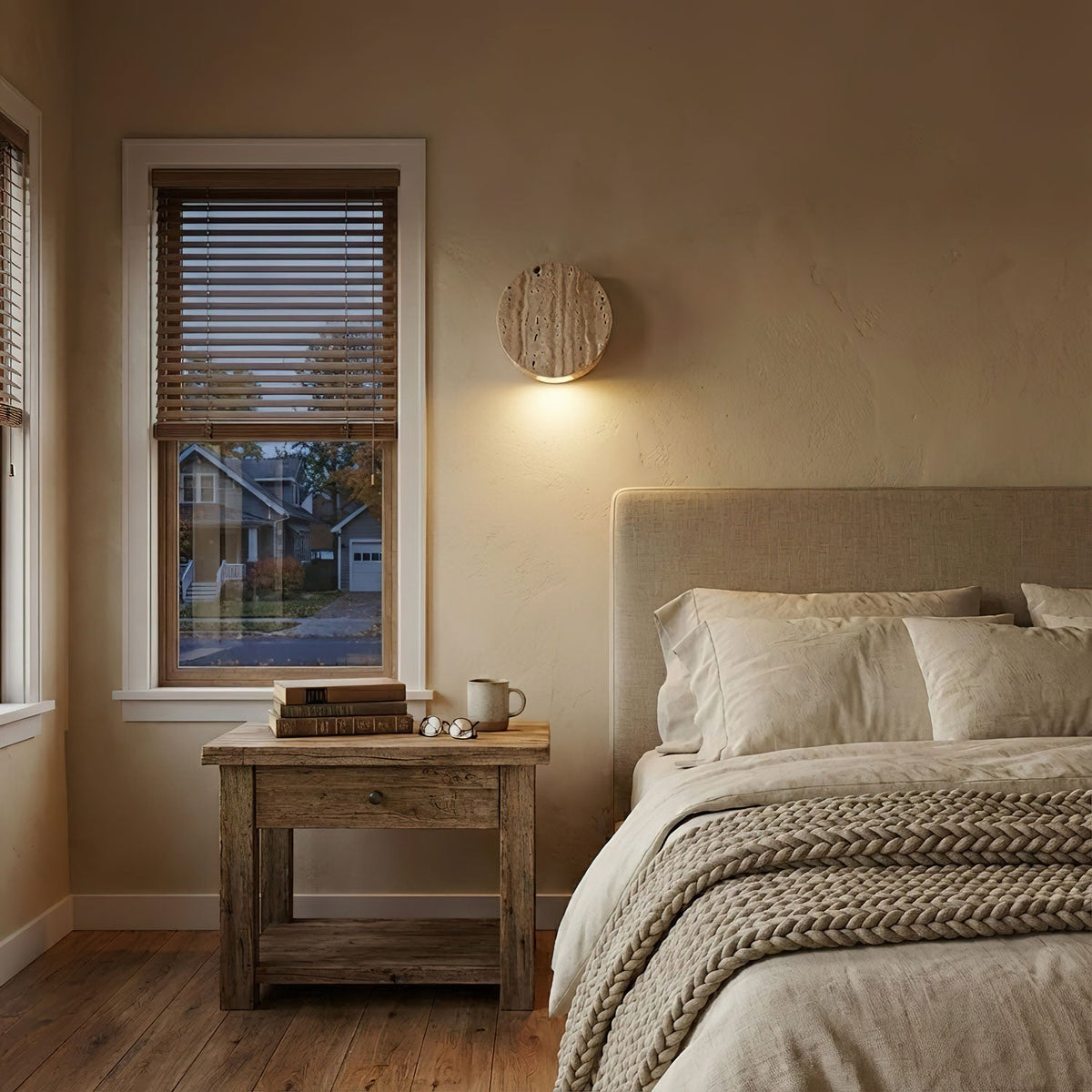 Caelan Travertine Wall Sconce – Natural Stone Ambient Lighting
