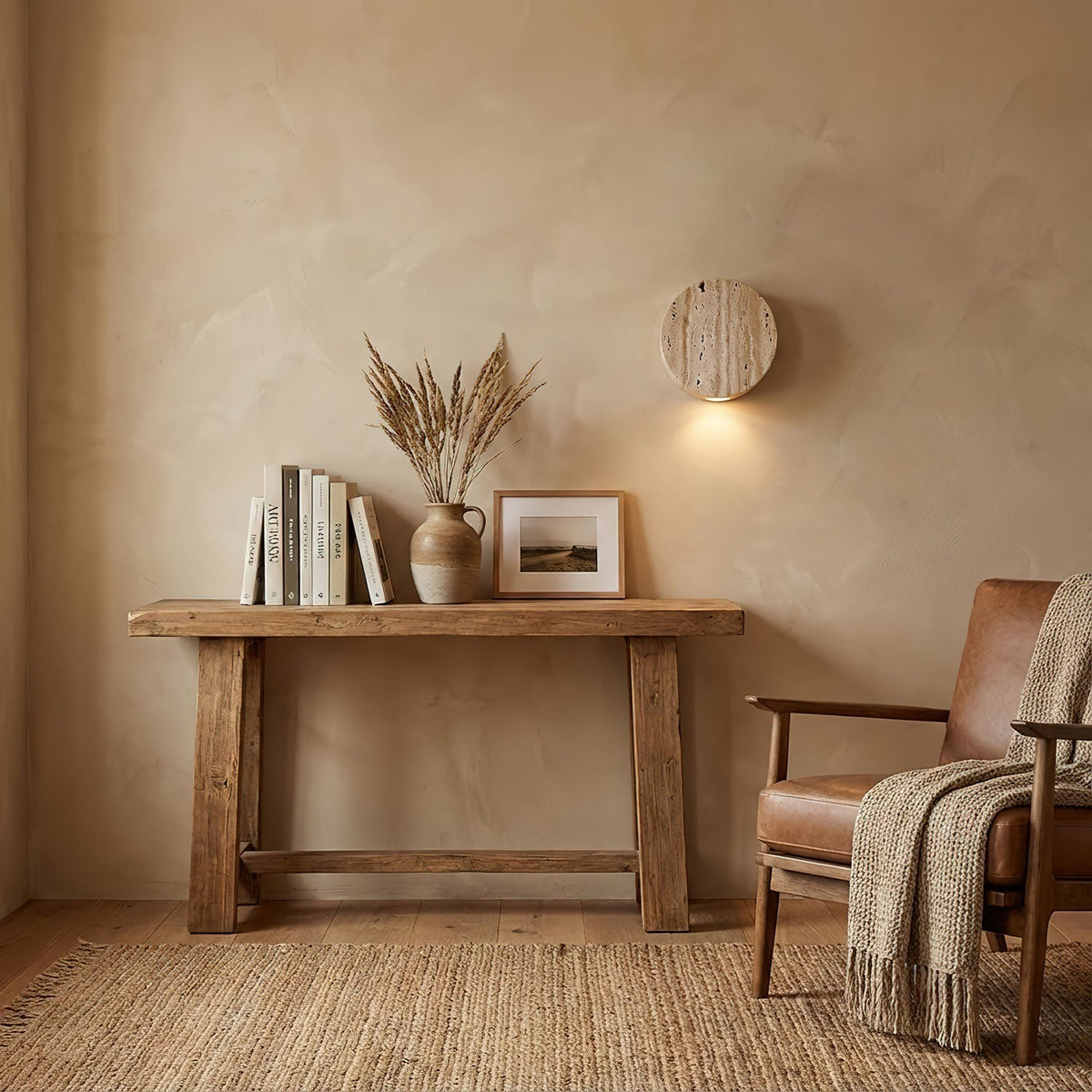 Caelan Travertine Wall Sconce – Natural Stone Ambient Lighting