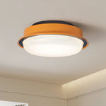 Caelan Modern Flush Mount Ceiling Light with Amber Ring and Glass Dome