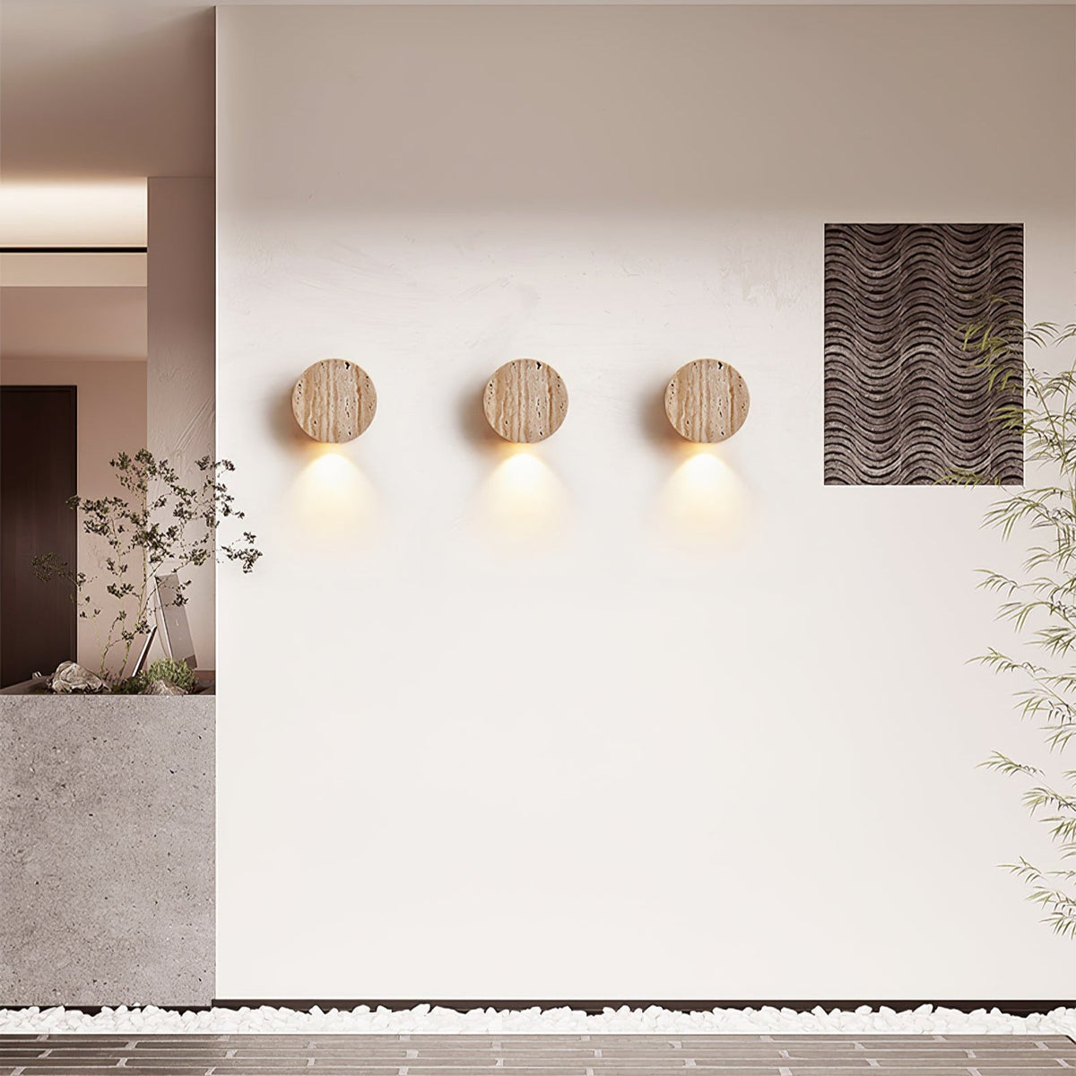 Caelan Travertine Wall Sconce – Natural Stone Ambient Lighting
