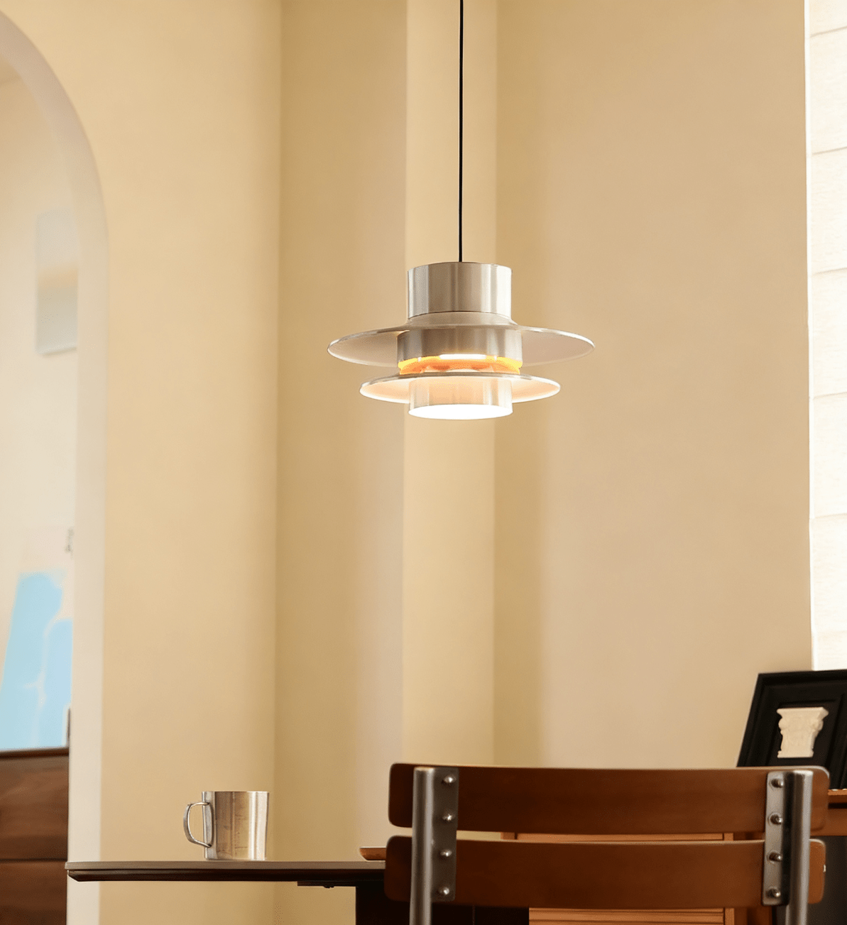 Caelith Chrome Sculptural Tiered Pendant Light for Modern Interiors